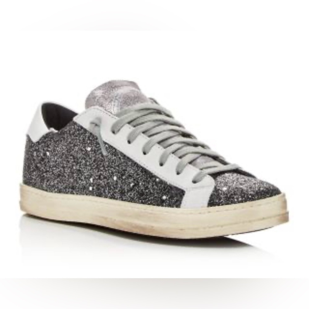 P448 silver glitter sneakers